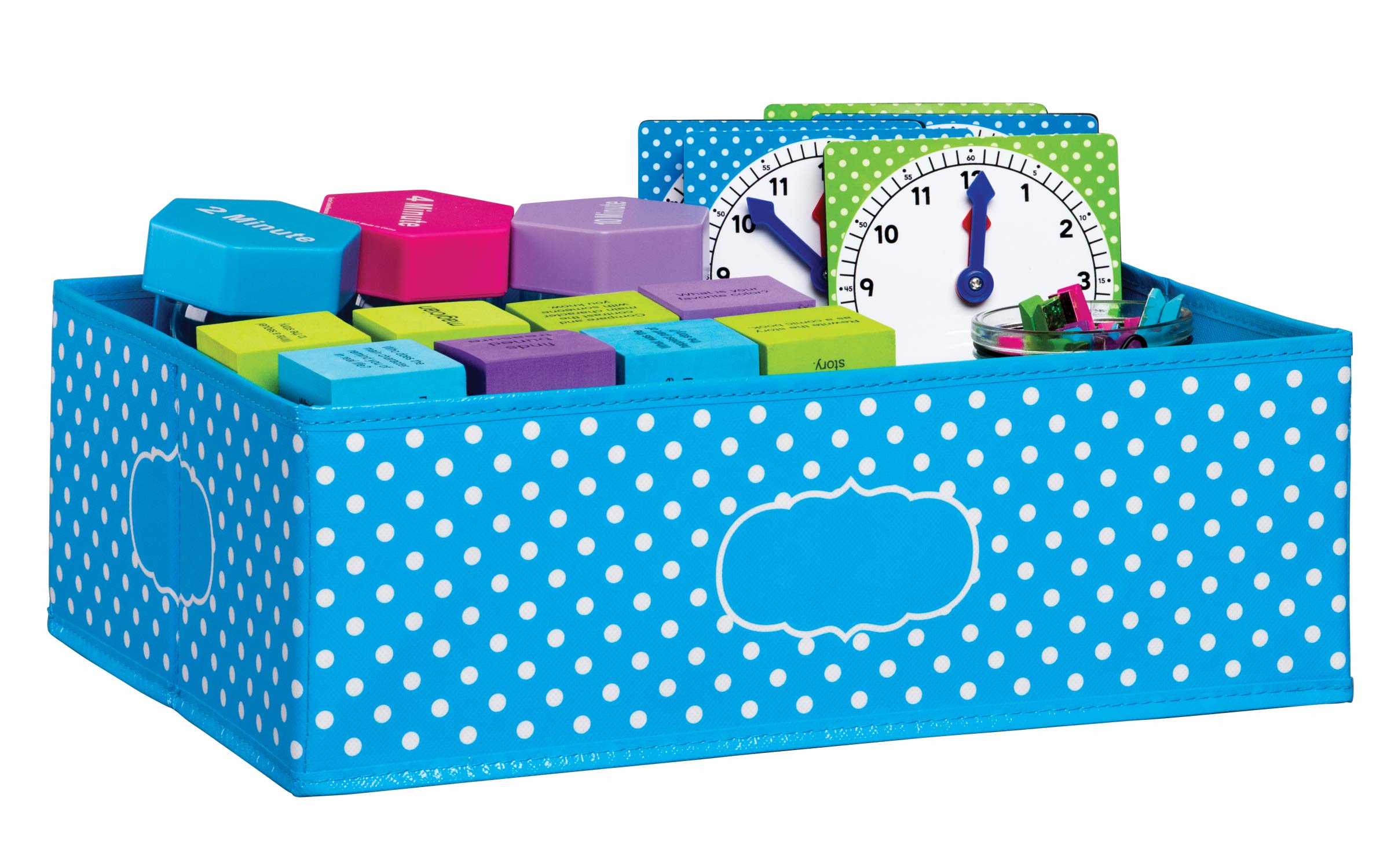 Aqua Polka Dots Storage Bin