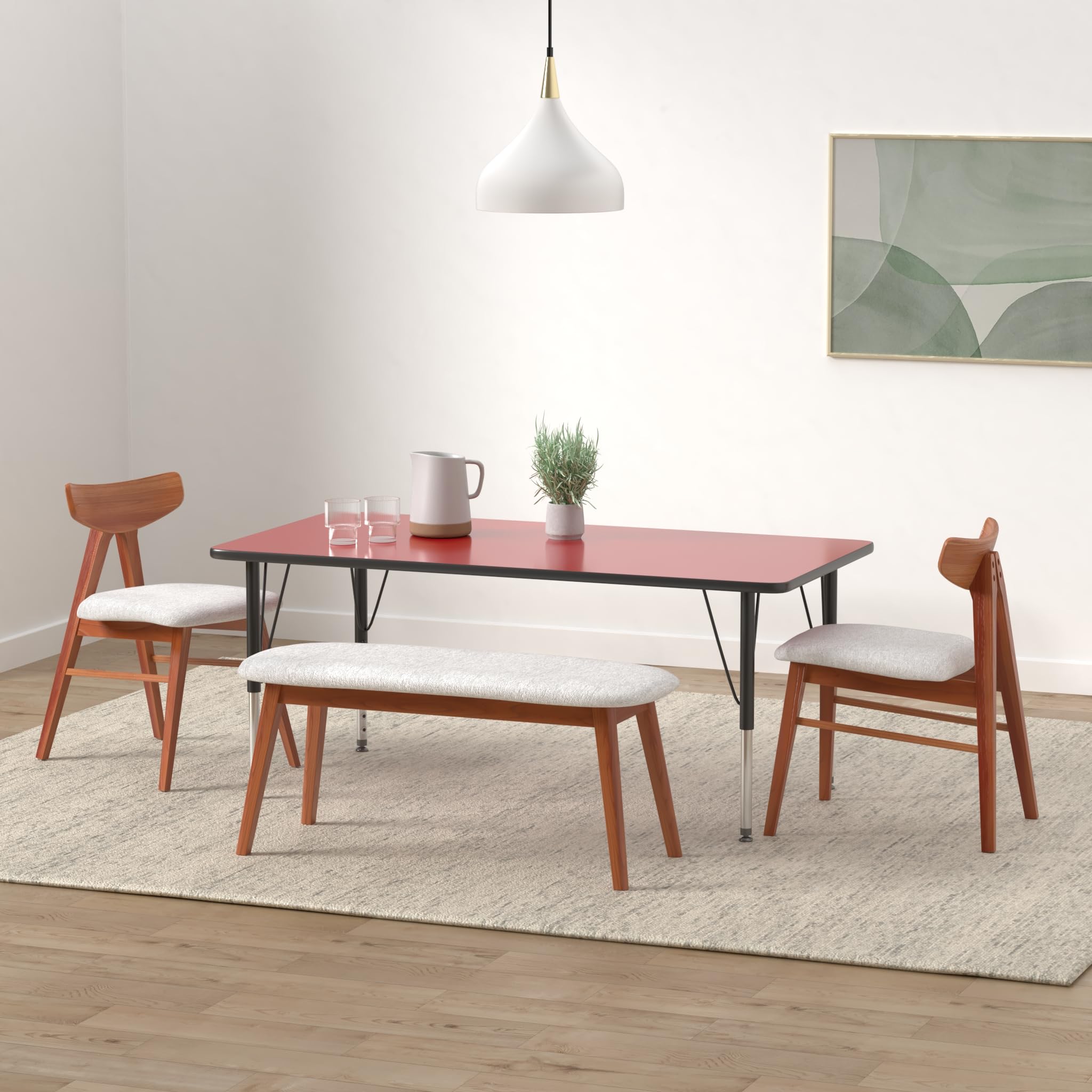 Flash Furniture Wren 30''W x 60''L Rectangular Red Thermal Laminate Activity Table - Height Adjustable Short Legs