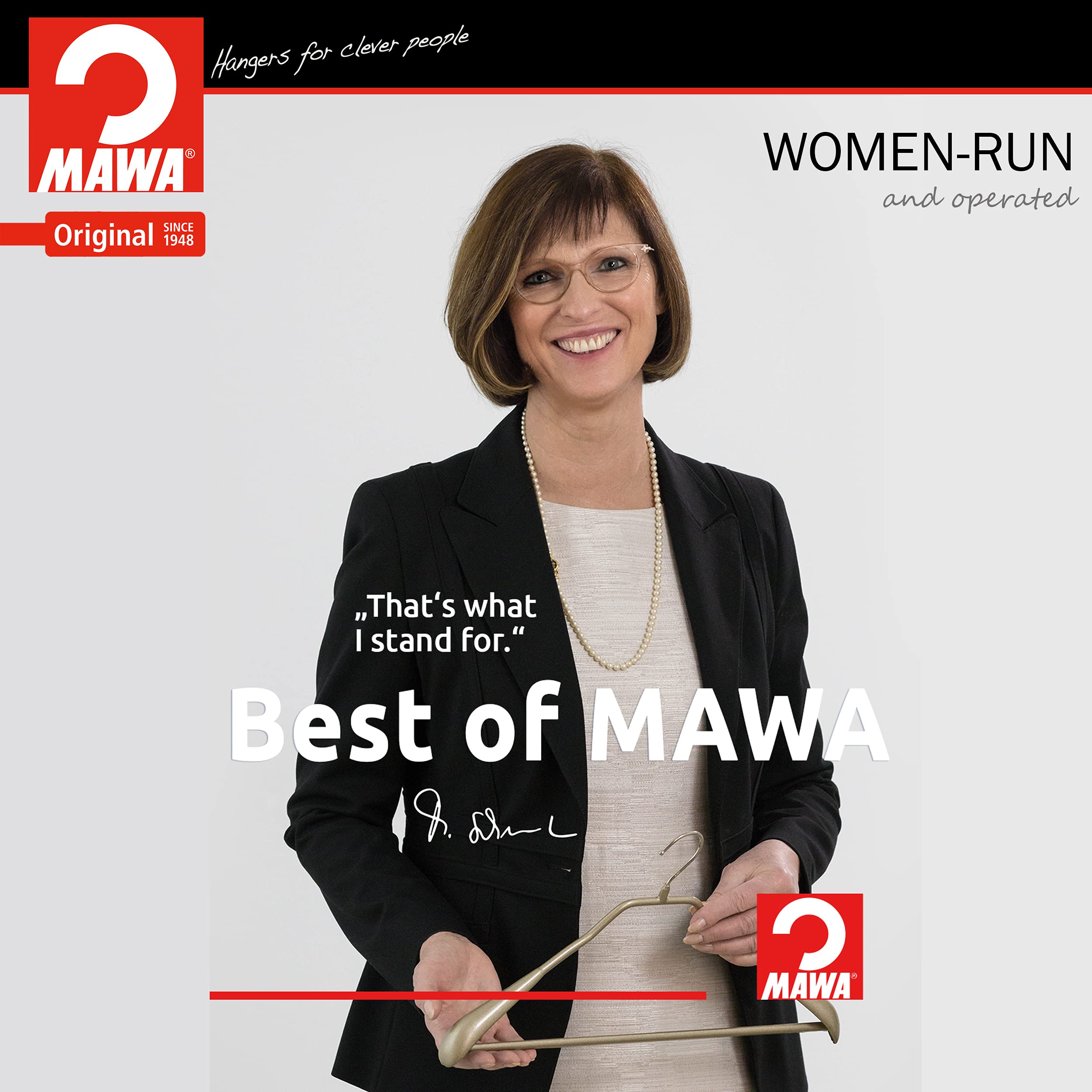 Mawa By Reston Lloyd Trouser Series Non-Slip Space-Saving Clothes Hanger With Single Rod For Pants, Style Kh/1, 1-Each, Black