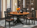 East West Furniture KENI5-BCH-LC 5 Piece Dining Room Furniture Set Includes an Oval Wooden Table with Butterfly Leaf and 4 Faux Leather Kitchen Dining Chairs, 42x60 Inch, Black & Cherry