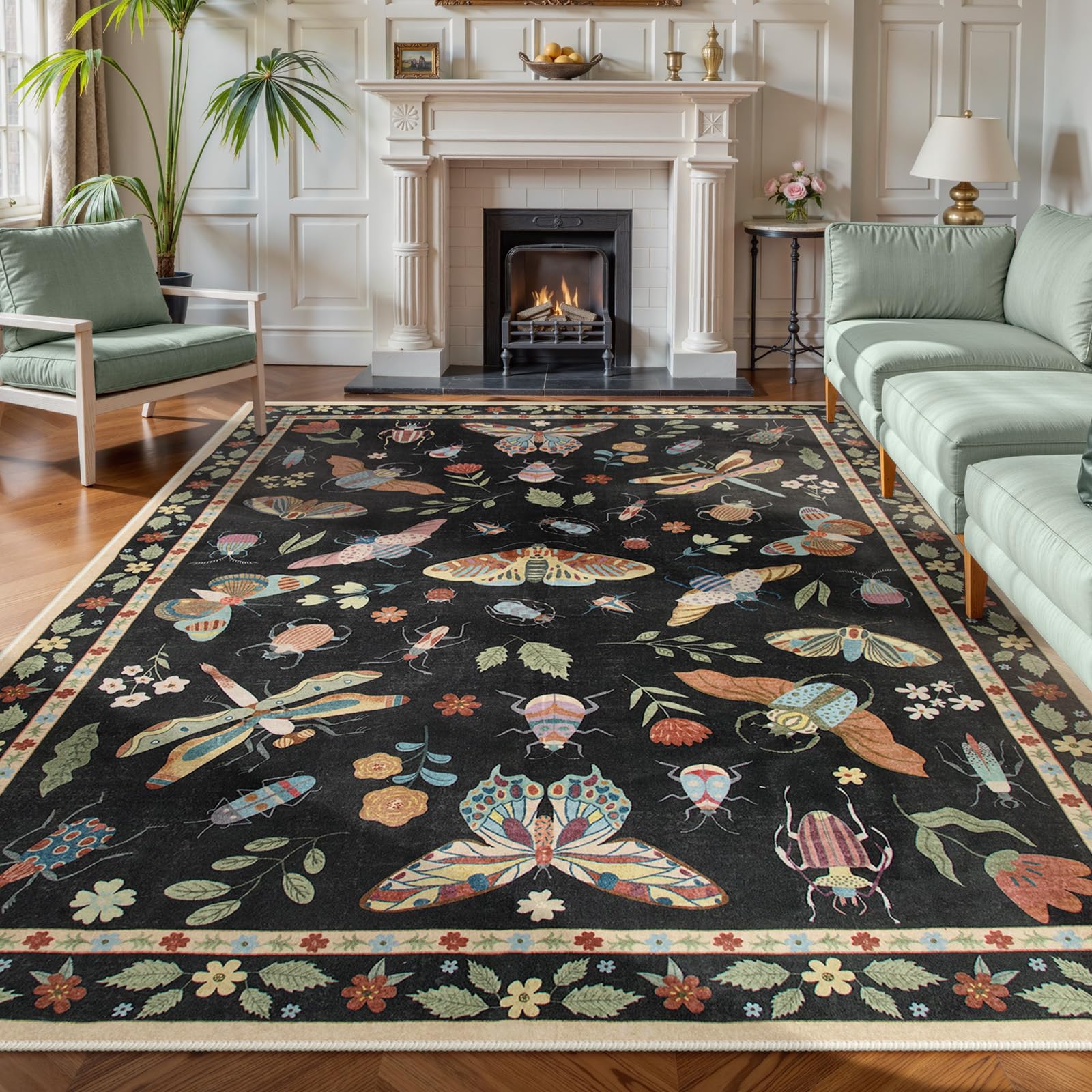 Lahome Insect Area Rugs 8x10, Non Slip Washable Rugs for Living Room 8x10 Rug, Soft Modern Bedroom Rug Under Bed Ultra-Thin Larg