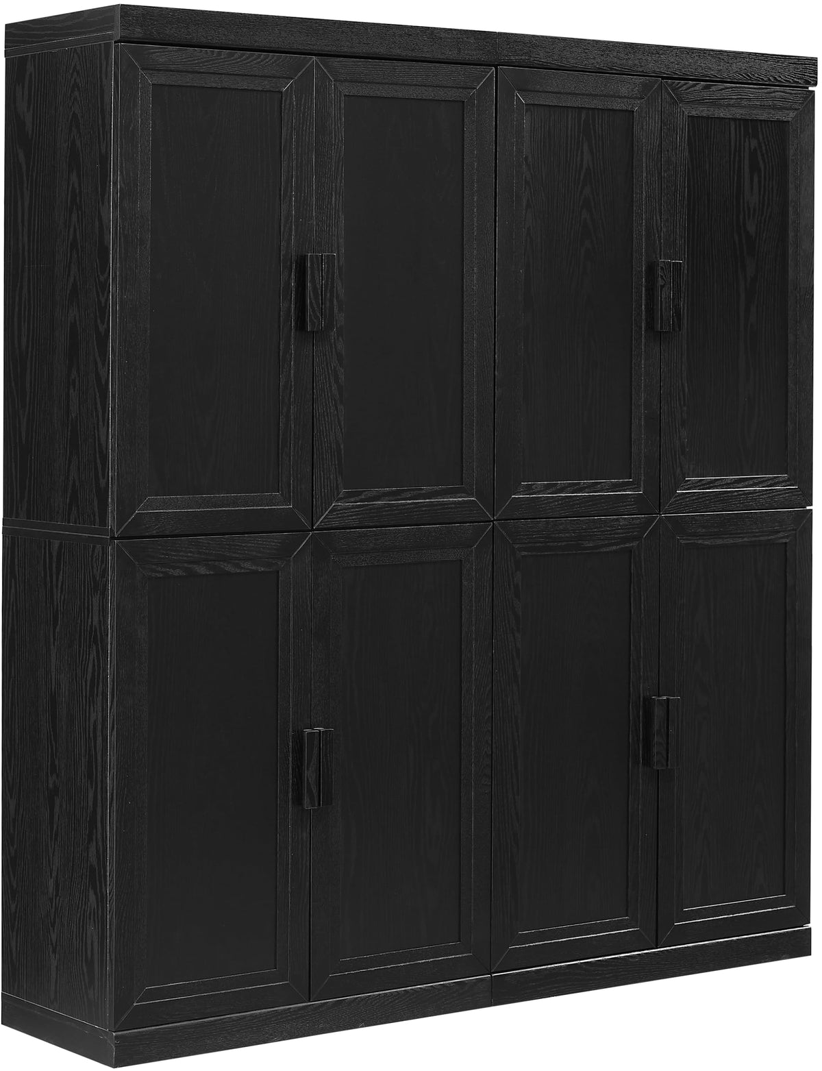 Crosley Furniture Essen 2-Piece Kitchen Pantry Storage Cabinet Set, Living Room, Bathroom, Entryway, Black