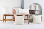 Madizz Set Of 2 Soft Plush Short Wool Velvet Decorative Throw Pillow Covers 20X20 Inch White Square Luxury Style Cushion Cases P
