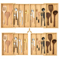 Kathfly Extra Large Drawer Organizer Kitchen Utensils Expandable 21.4 To 36 Inches Wid, Adjustable Bamboo Silverware Tray Cutler