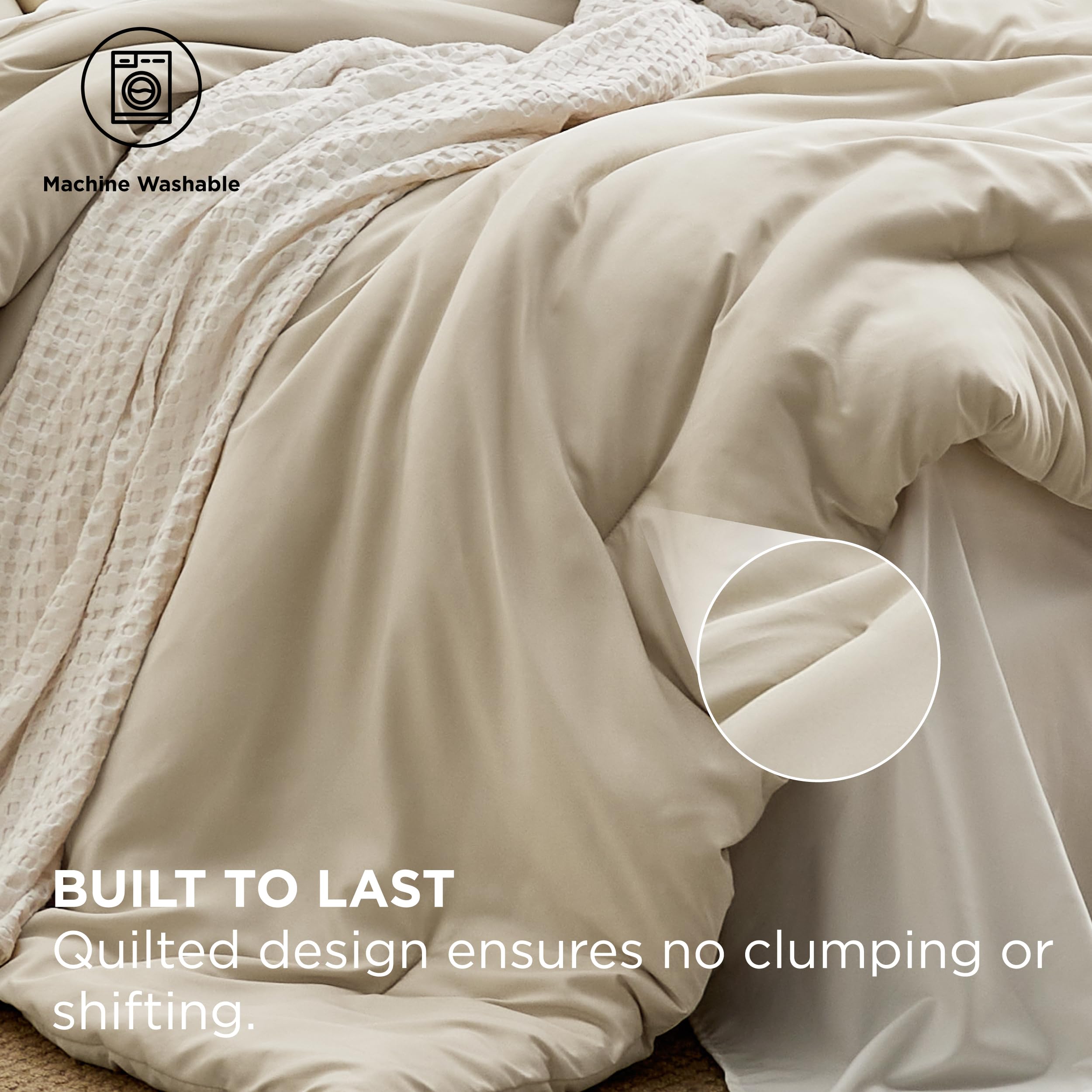 Bedsure Full Size Comforter Set - 7 Pieces Beige Full Bedding Set For All Seasons, Boho Contrasting Design Bed In A Bag With Comforter, Sheets, Pillowcases & Shams