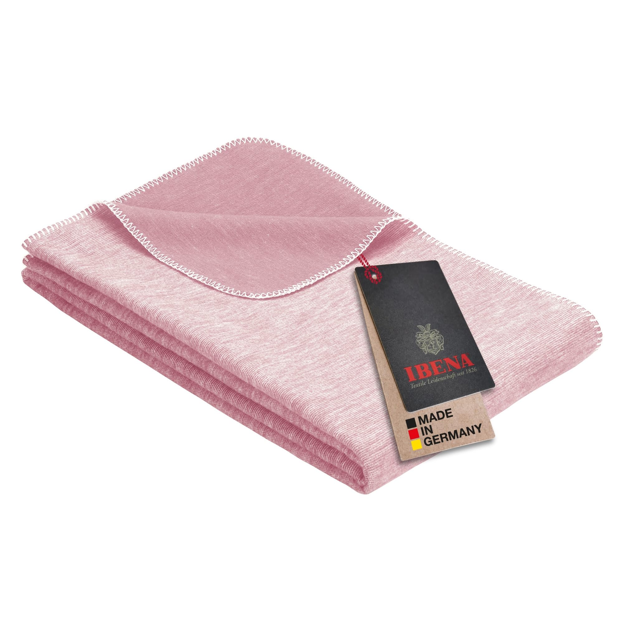 Ibena Neutral Colored Pure Organic Cotton Throw Blanket Lausanne Pink