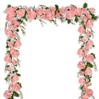 DearHouse 2Pack Artificial Peony Flower Garland - Silk Peony Garland with Pink Flowers for Wedding Party Table Decoration,6ft/St