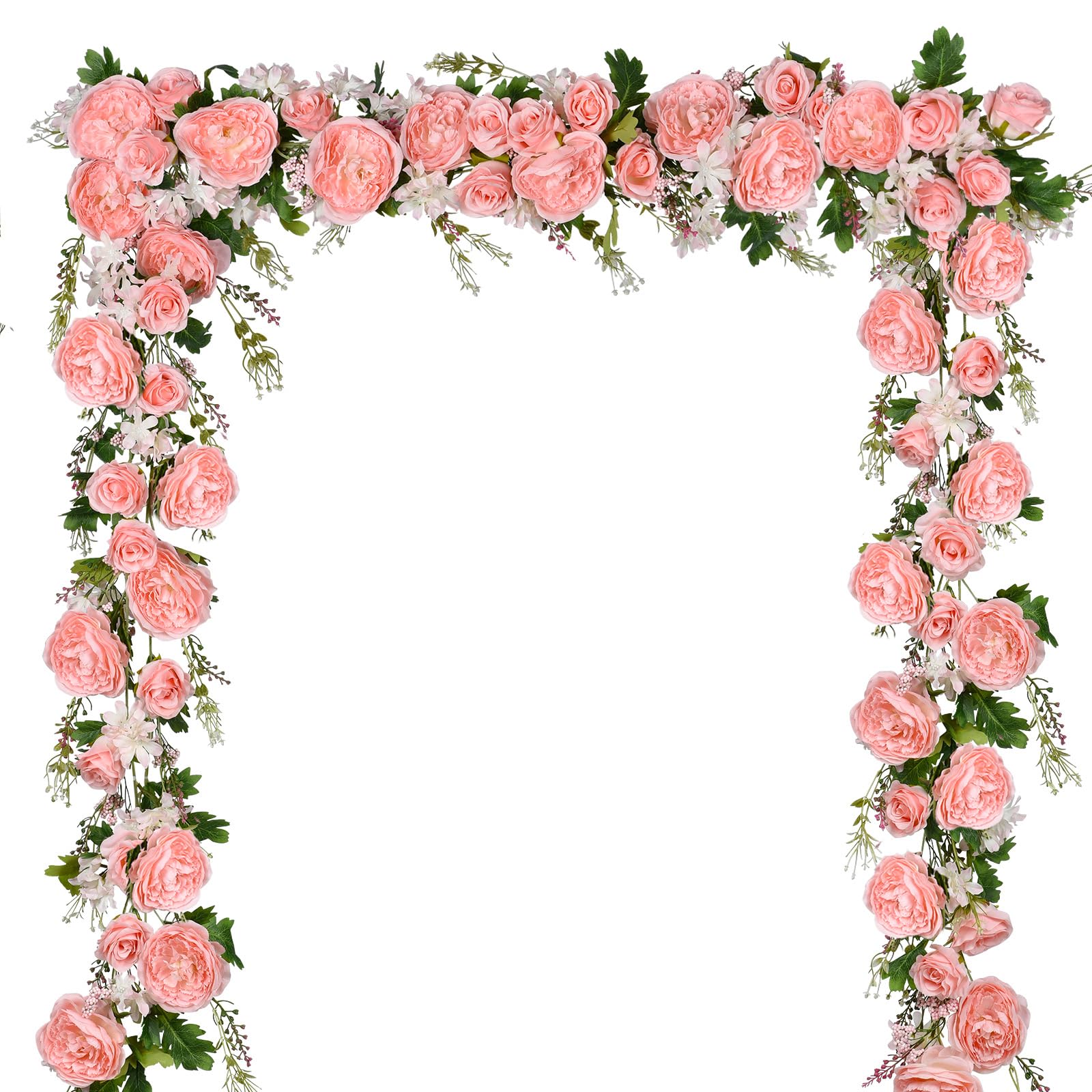 DearHouse 2Pack Artificial Peony Flower Garland - Silk Peony Garland with Pink Flowers for Wedding Party Table Decoration,6ft/St