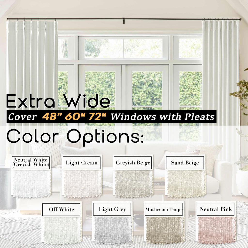 Shineland Cream Blackout Curtains 102 Inch Long,Ivory Black Out Pinch Pleated Insulated Window Coverings For Winter