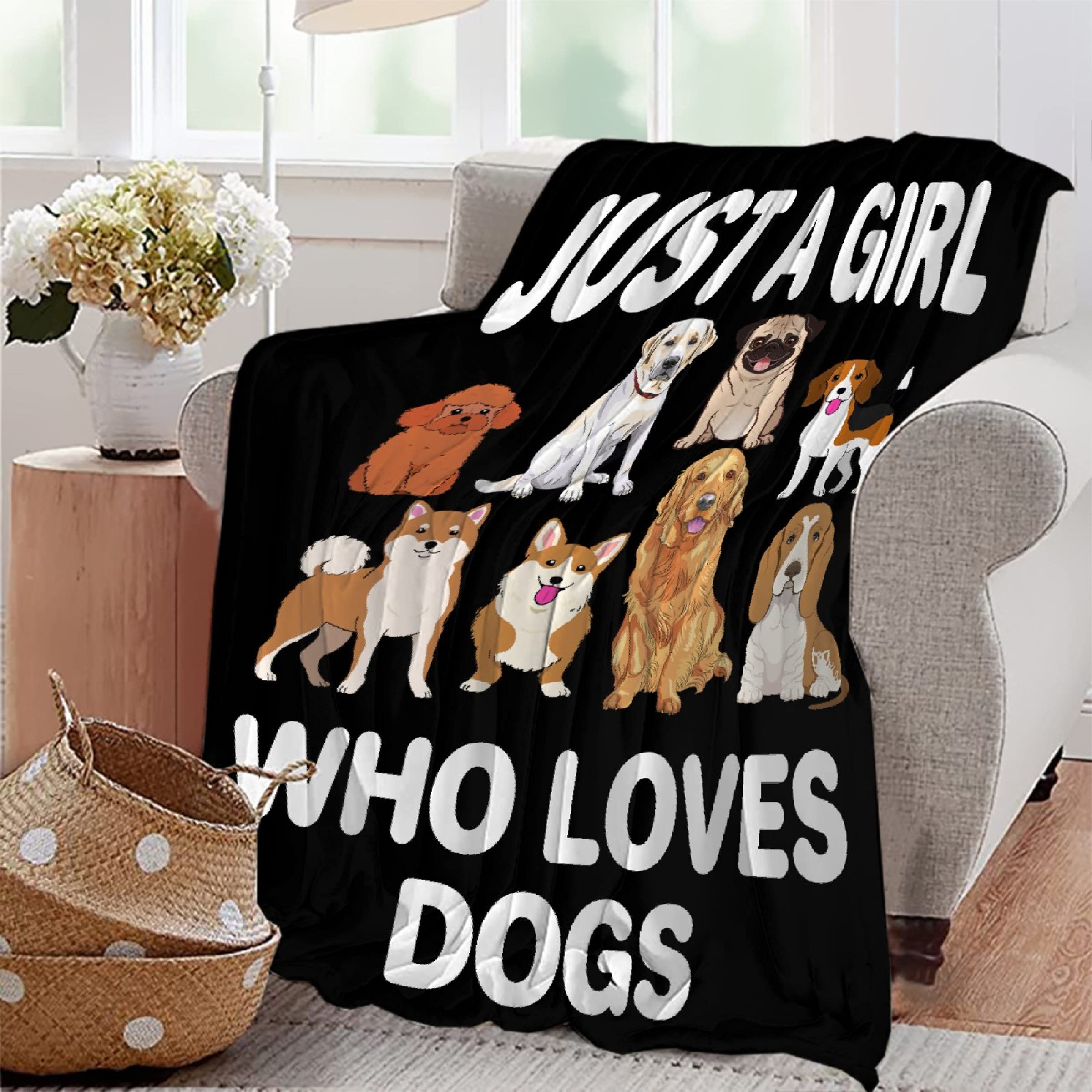 Dog Blanket Puppy Plush Gift For Girls Women Kids Dogs Animals Lover Throws Comfy Lightweight Cute Puppies Pet Sheet Soft Flanne