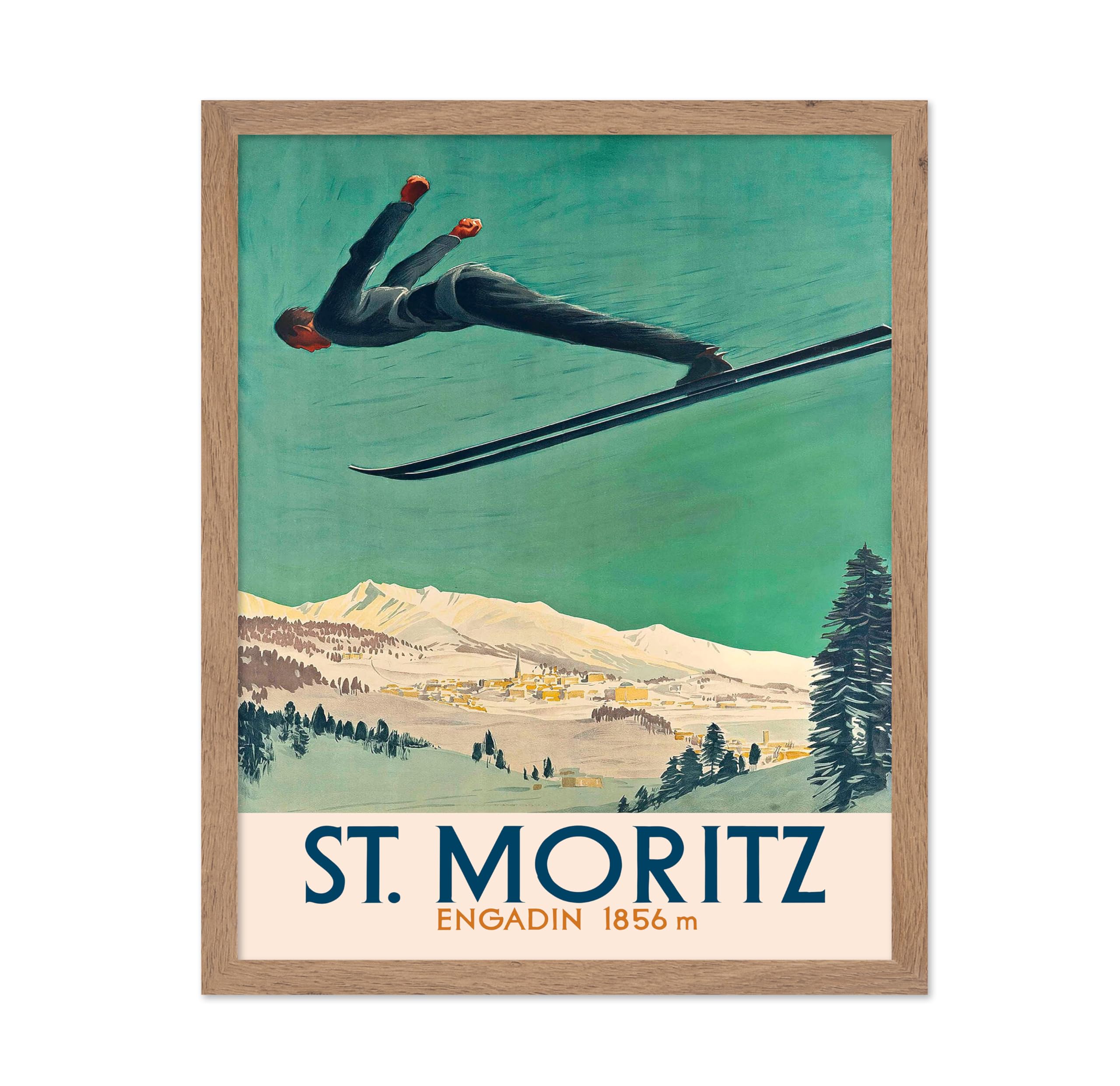 Poster Master Vintage Travel Poster - Retro Saint Moritz Switzerland Print - Ski Sports Art - Gift for Men, Women, Travel Lover,