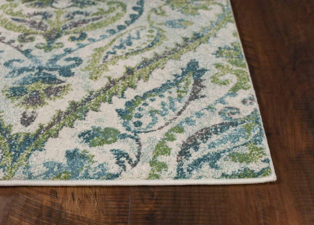 HomeRoots Decor 3'3' x 4'11' Polypropelene Ivory/Teal Area Rug