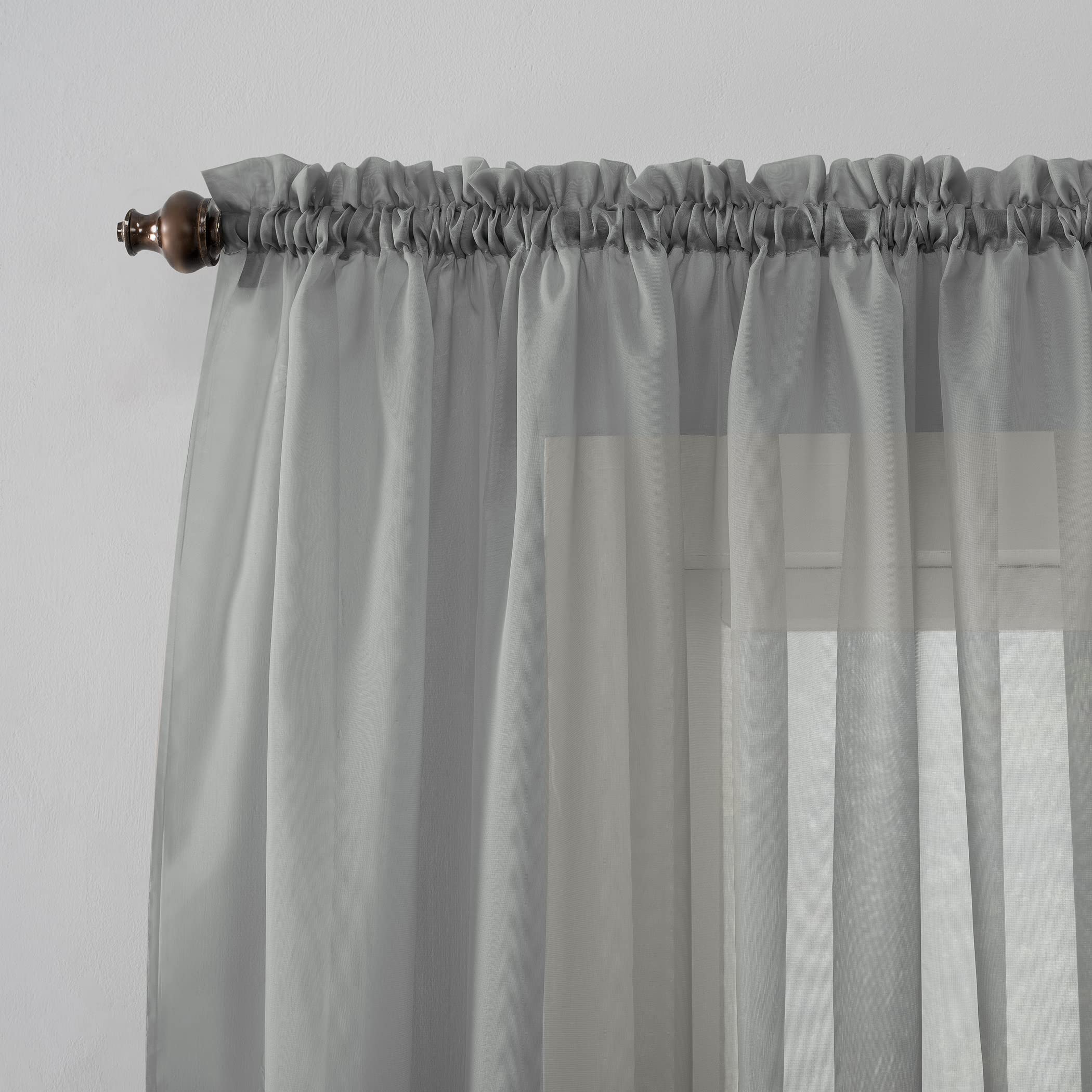 No. 918 53566 Emily Sheer Voile Rod Pocket Curtain Panel, 59'' X 63'', Charcoal (Single Panel Only)