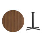 Flash Furniture Graniss 36'' Round Walnut Laminate Table Top with 30'' x 30'' Table Height Base