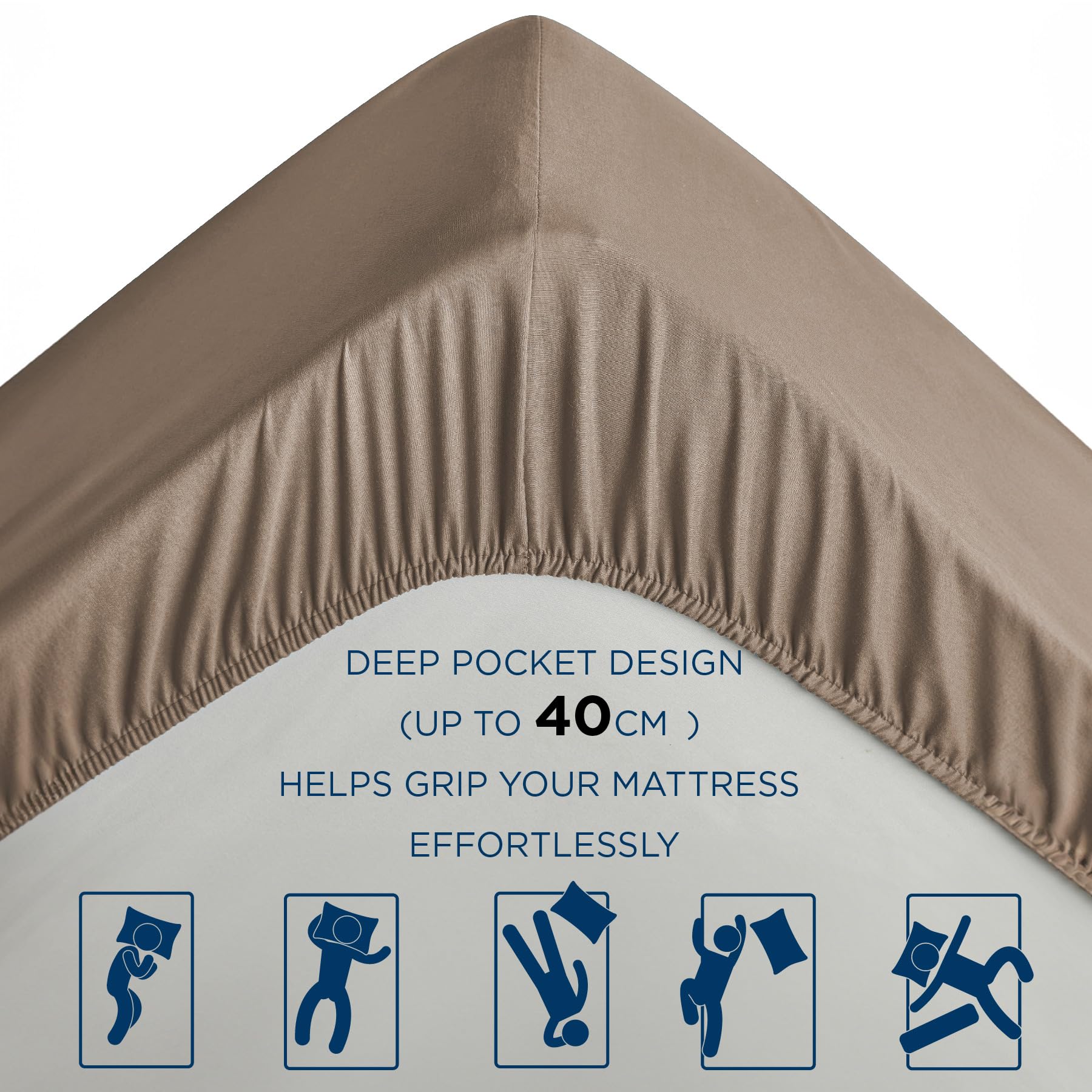 Bedsure Twin Fitted Sheet Only - Brushed Microfiber Bed Sheets, Ultra Soft & Breathable, Fade Resistant & Easy Care (Khaki, 39X75+16 Inches, 1 Piece)