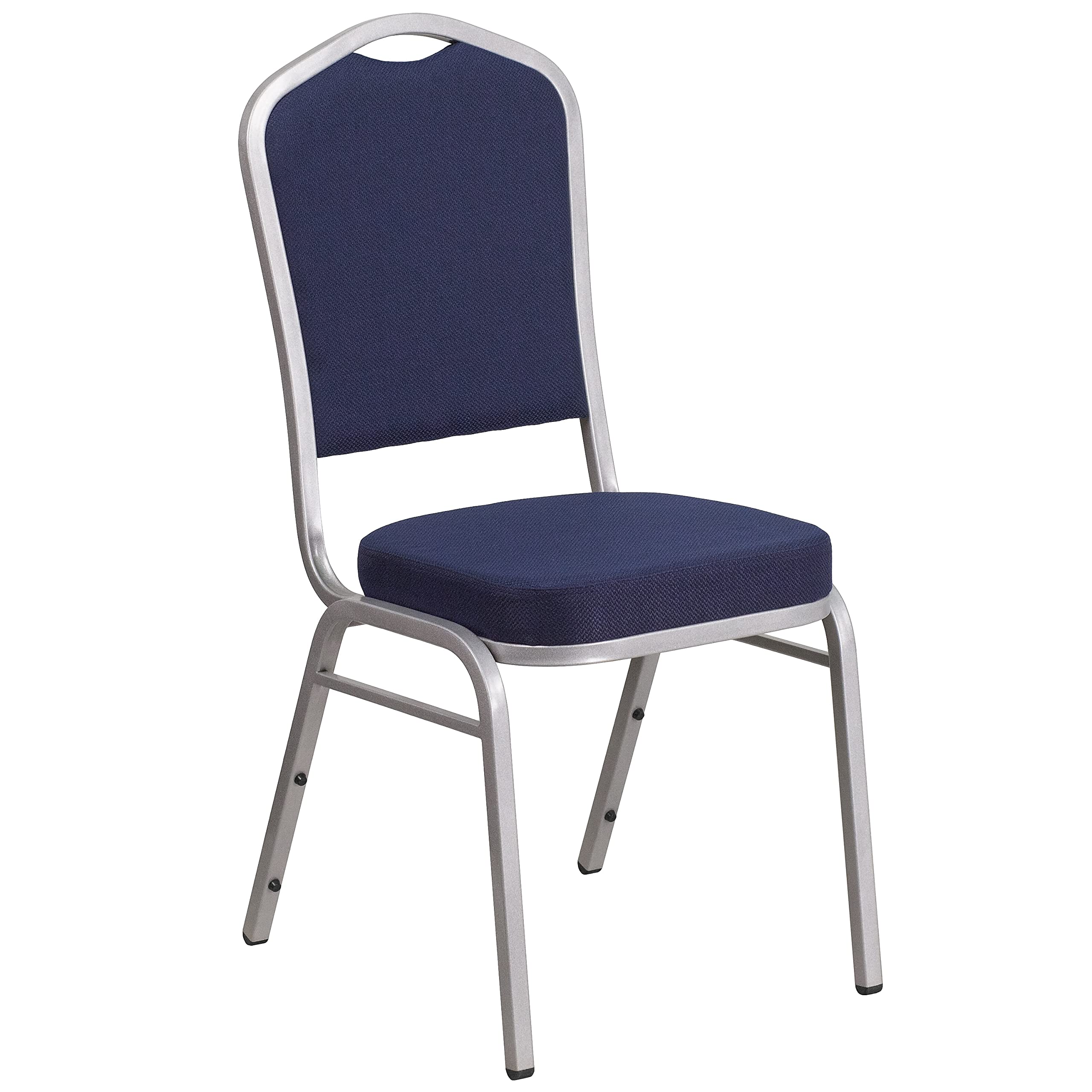 Flash Furniture HERCULES Series Crown Back Stacking Banquet Chair in Navy Fabric - Silver Frame