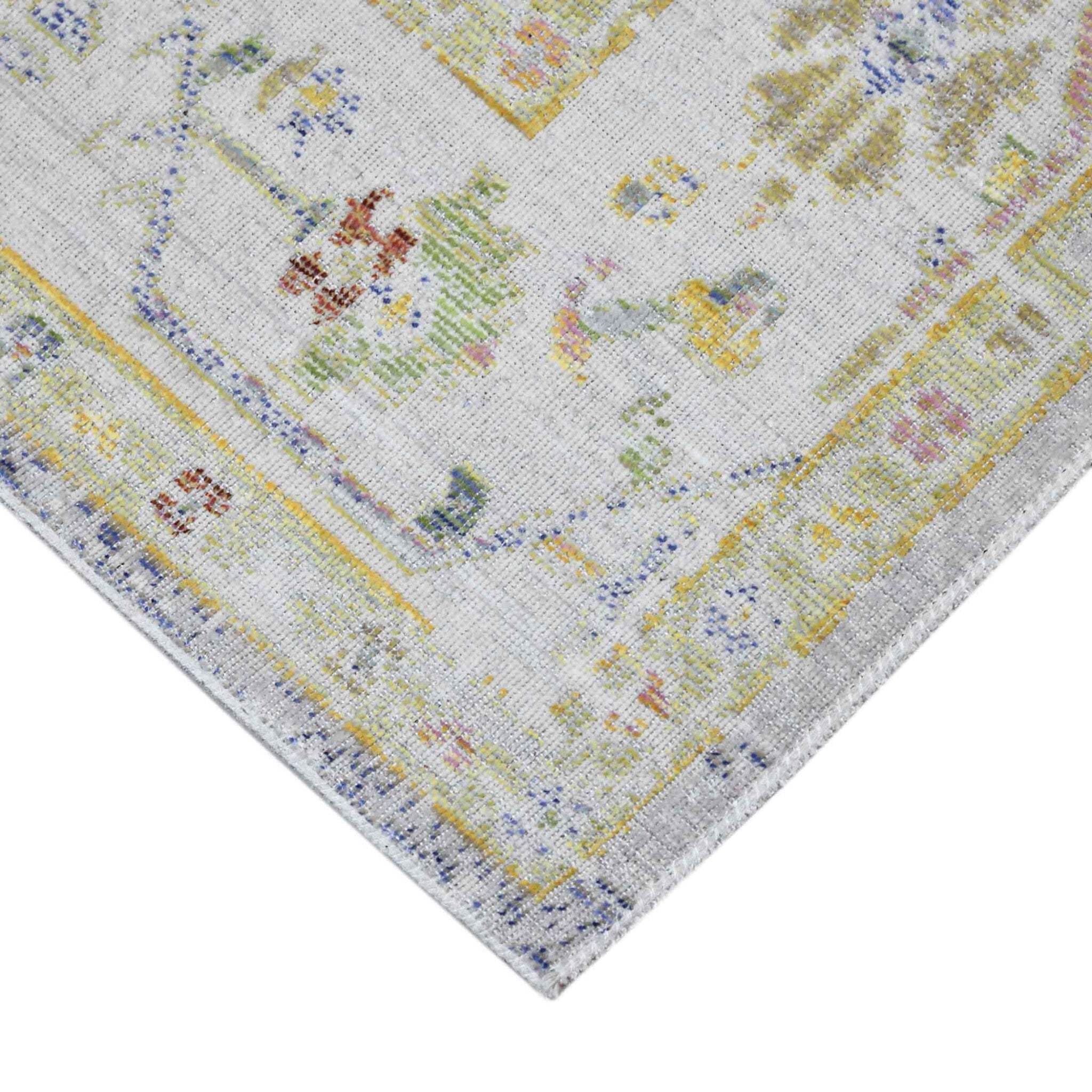 HomeRoots 532020 9 x 13 ft. Blue Floral Power Loom Rectangle Area Rug