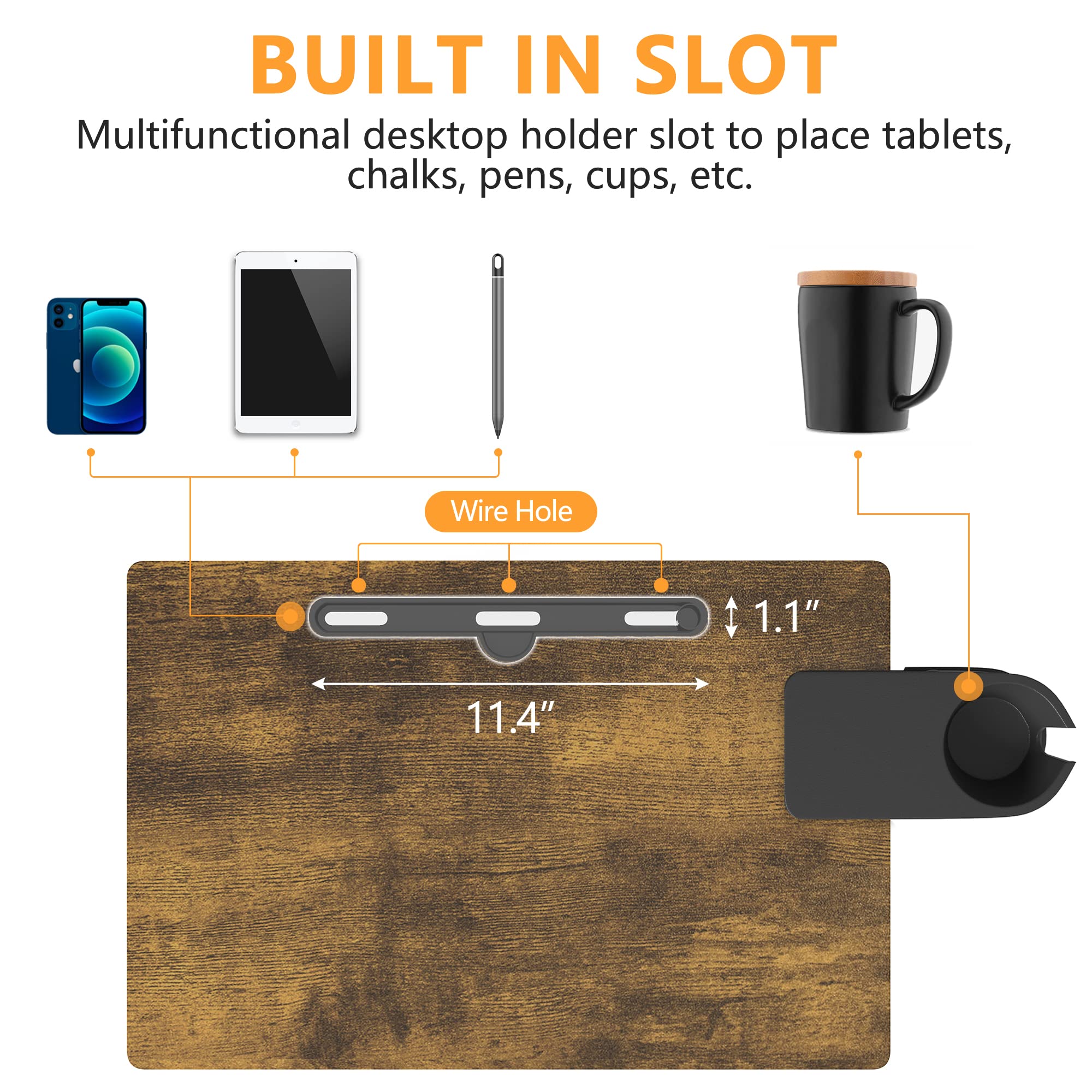 Klvied Mobile Standing Desk, Rolling Desk With Cup Holder, Portable Laptop Couchtable, Small Computer Desk, Bedside Table, Mobile Laptop Stand, Work Desk For Home Office, Walnut