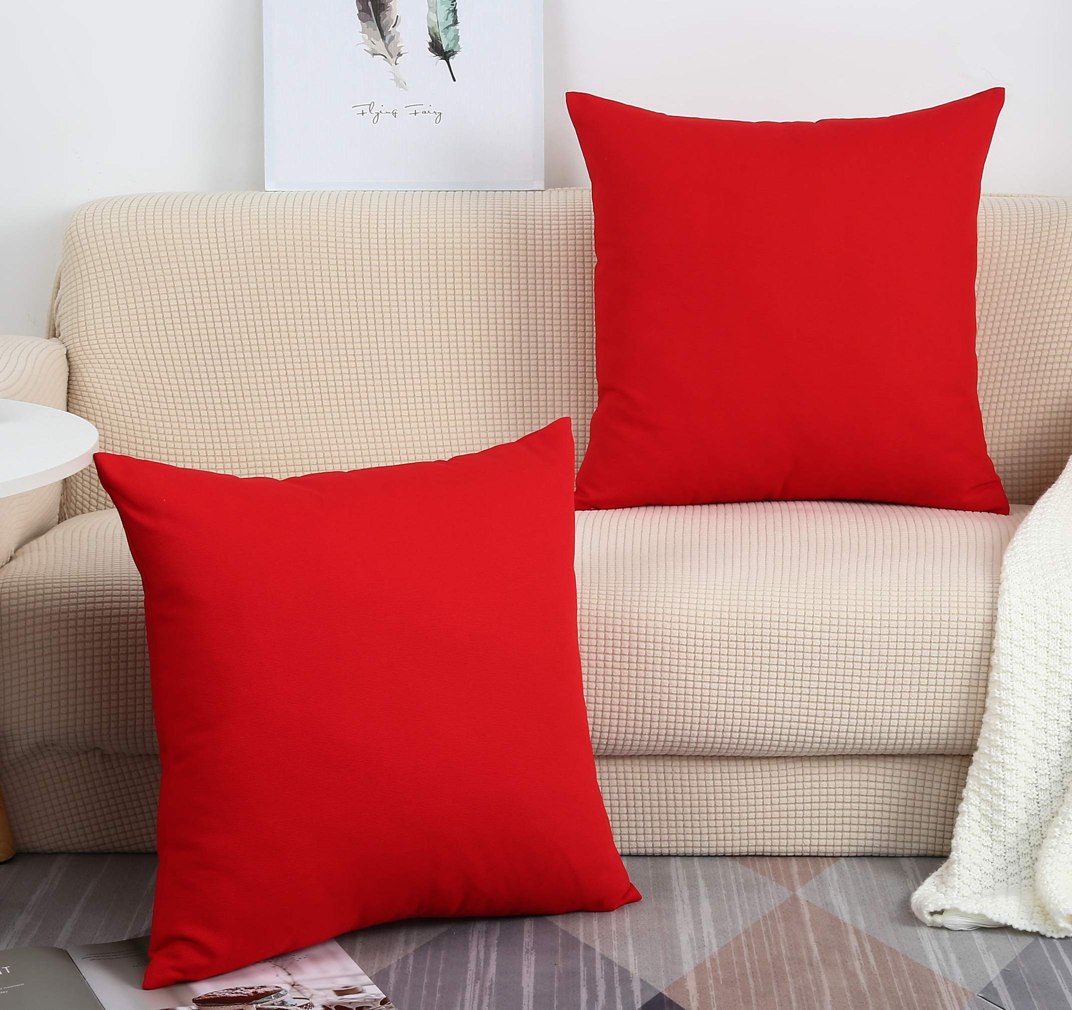 Tangdepot Handmade Decorative Solid 100% Cotton Canvas Throw Pillow Covers/Pillow Shams, (28'X28', Red), 1 Count (Pack Of 1)