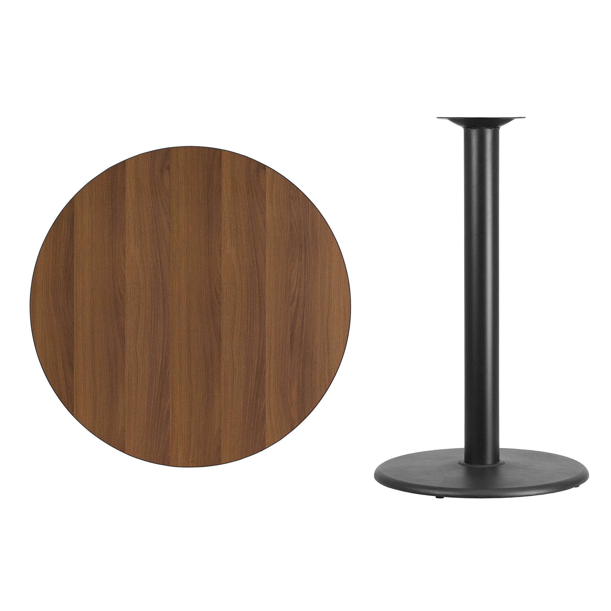 Flash Furniture Stiles 36'' Round Walnut Laminate Table Top With 24'' Round Bar Height Table Base