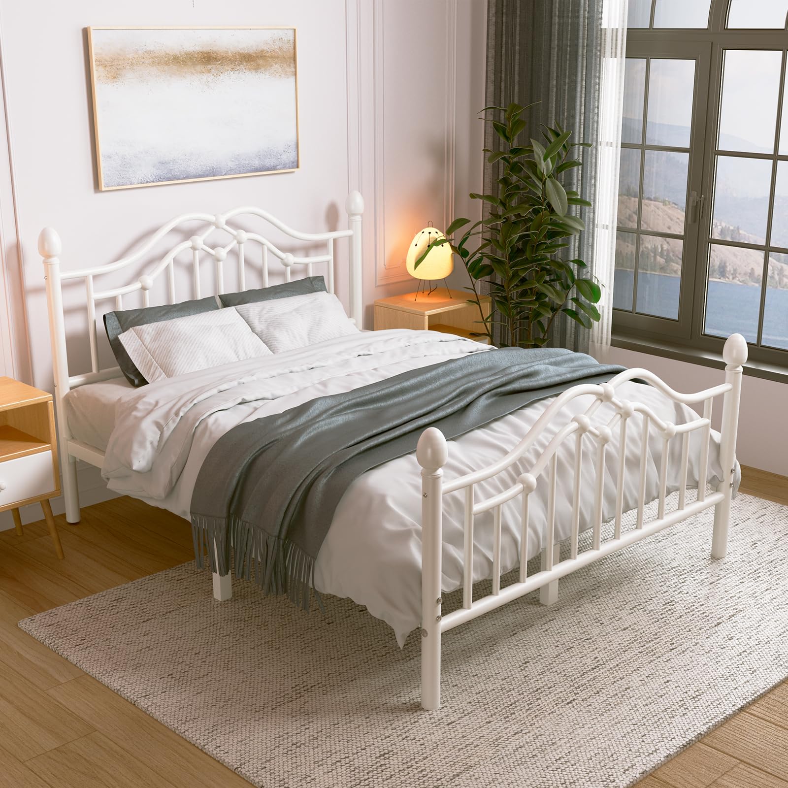 LoVinson Metal Full Bed Frame with Headboard and Footboard, Modern Platform Bed Frame Support Up to 1000LBS, Under Bed Storage, 