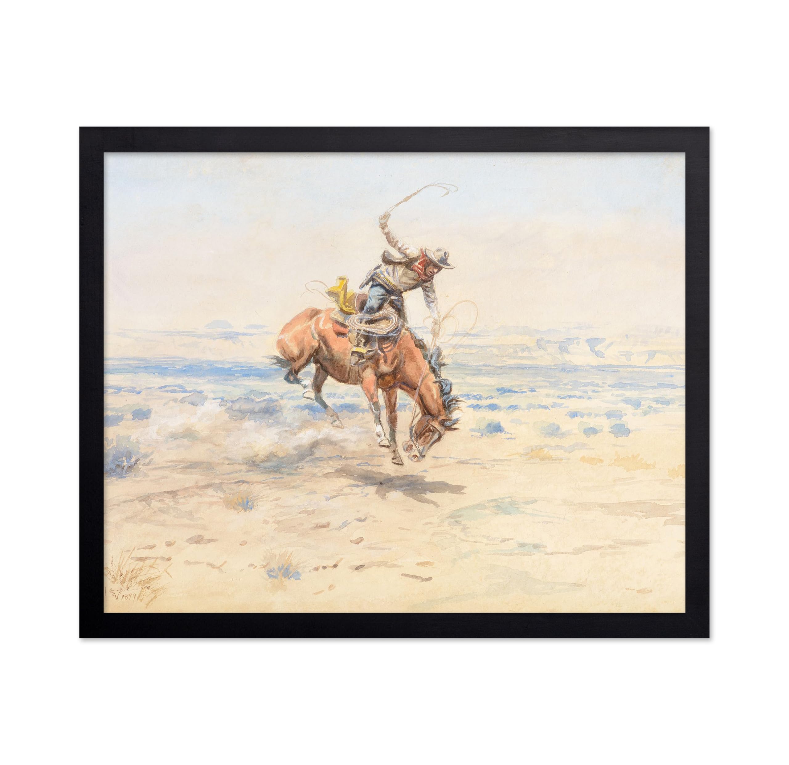 Poster Master Vintage Cowboy Poster - Retro Bucking Bronco Print - Wild West Art - Western Art - Horse Riding Art - Gift for Men