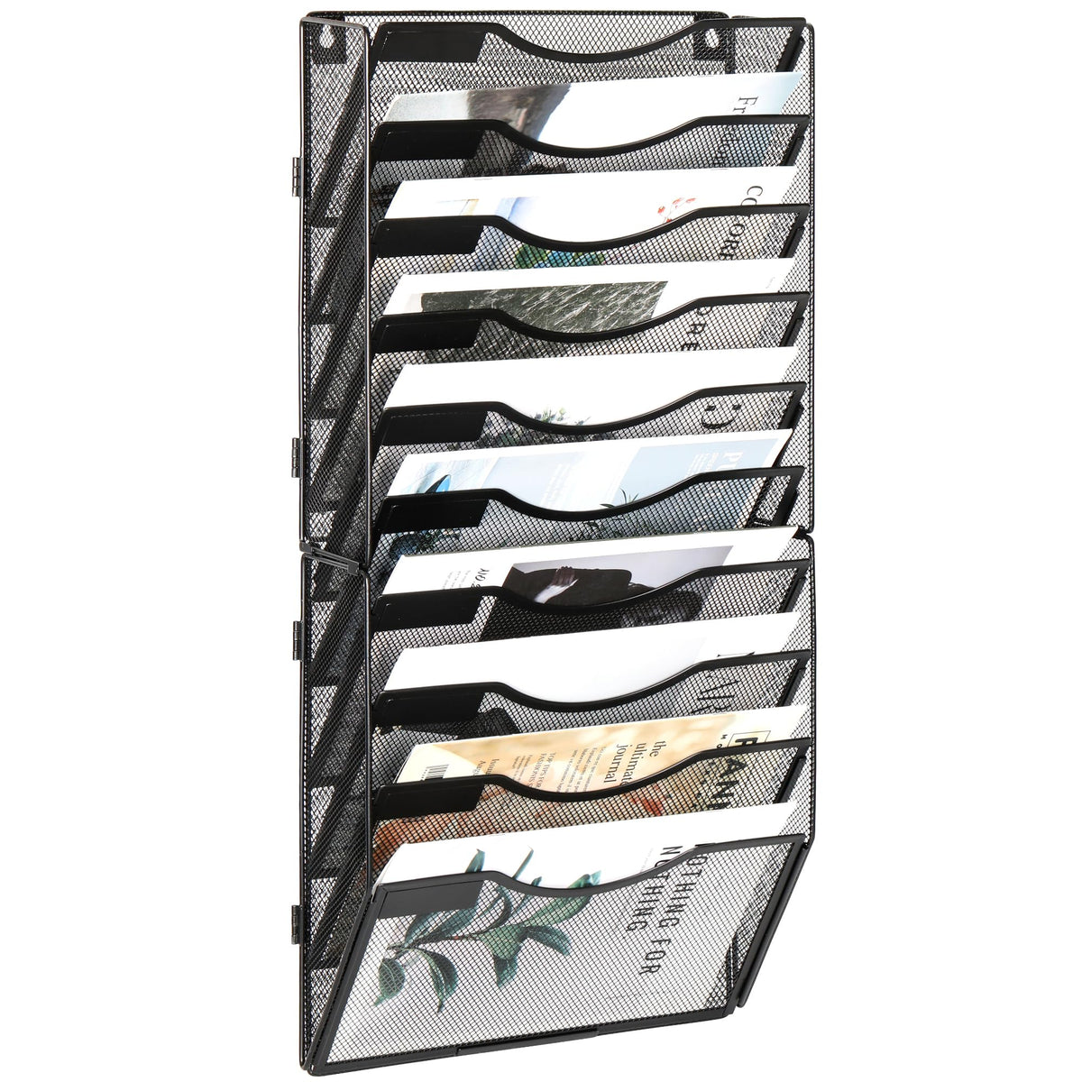 Easypag Hanging File Organizer With 10 Pockets - Mesh Wall Mounted Mail Organizer, Wall File Holder For Office Letter Sized Pape