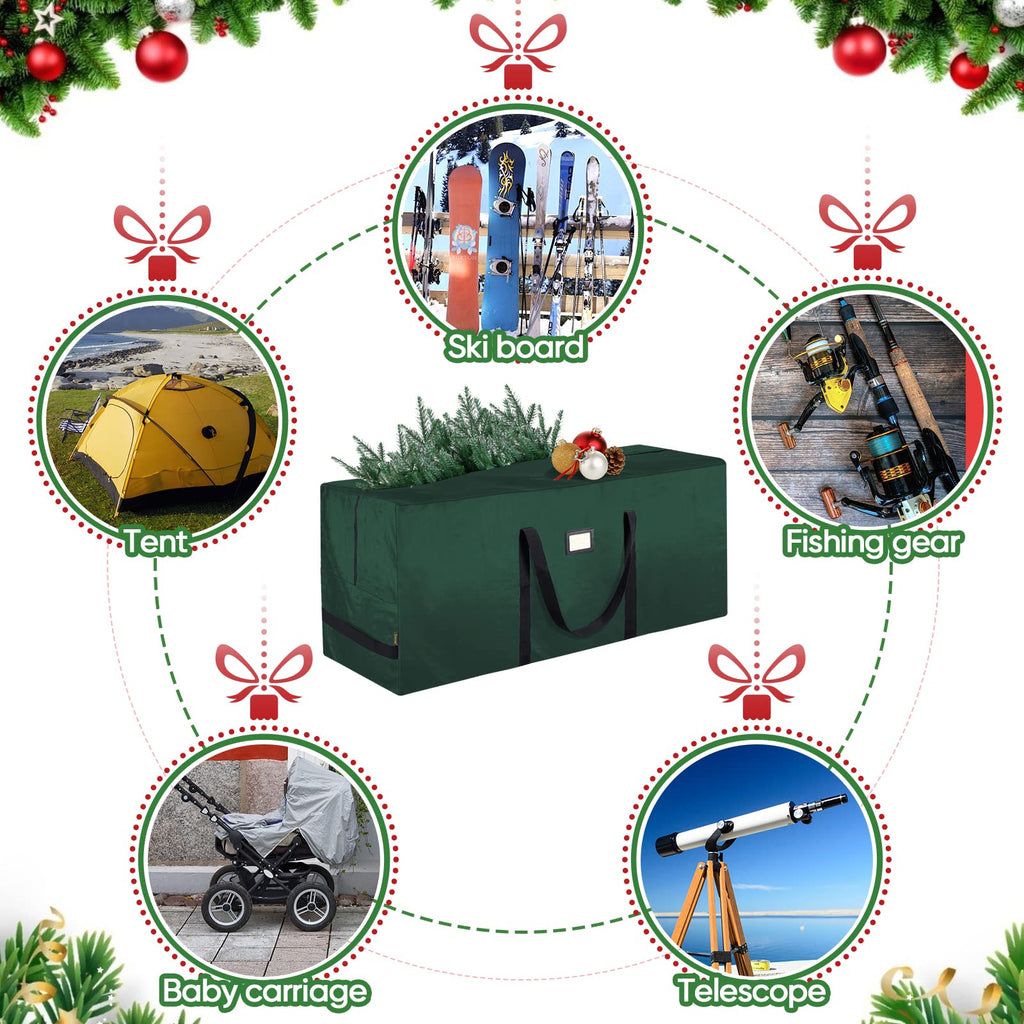 Baleine 7.5 Ft Extra Large Christmas Tree Storage Bag With Reinforced Handles And Dual Zippers For Wide Opening (Green)