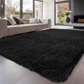 Sour Lemon Area Rugs 9x12 Living Room, Black Large Area Rug Shag Shaggy Carpet Soft Plush Furry Bedside Rug, Machine Washable Ar