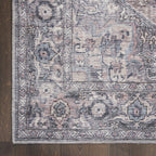 HomeRoots 522429 9 x 12 ft. Gray Floral Power Loom Distressed Washable Rectangle Traditional Area Rug