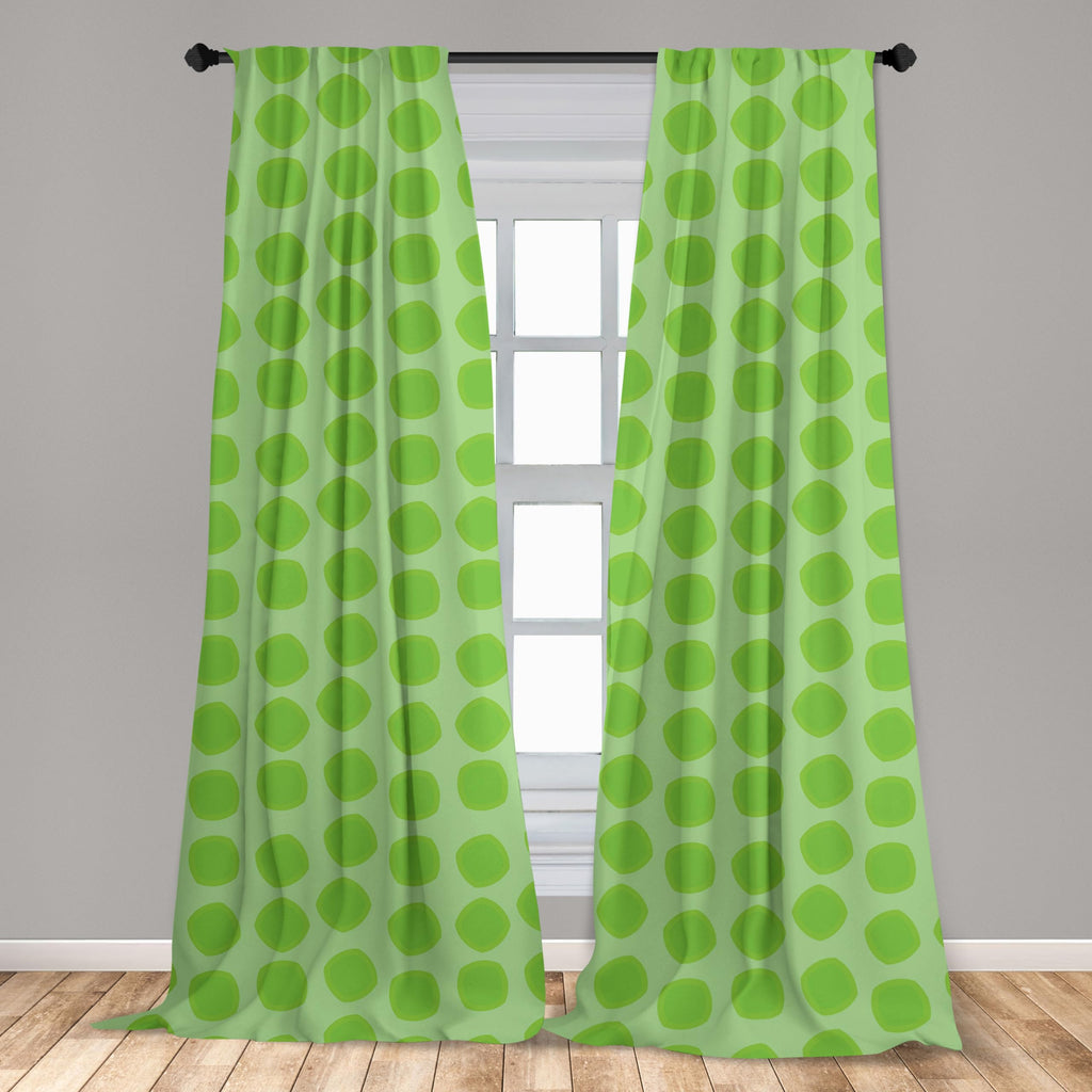 Ambesonne Lime Green Window Curtains Pack Of 2, Simplistic Formless Geometric Shapes In Different Shades Theme, Lightweight Set