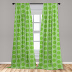Ambesonne Lime Green Window Curtains Pack Of 2, Simplistic Formless Geometric Shapes In Different Shades Theme, Lightweight Set