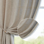 Jinchan Linen Blend Curtains 90 Inches Long 2 Panels Farmhouse Curtains With Lace Trim For Living Room Taupe Rustic Curtains Rod Pocket Back Tab Light Filtering Curtains Bedroom Window Curtain Set