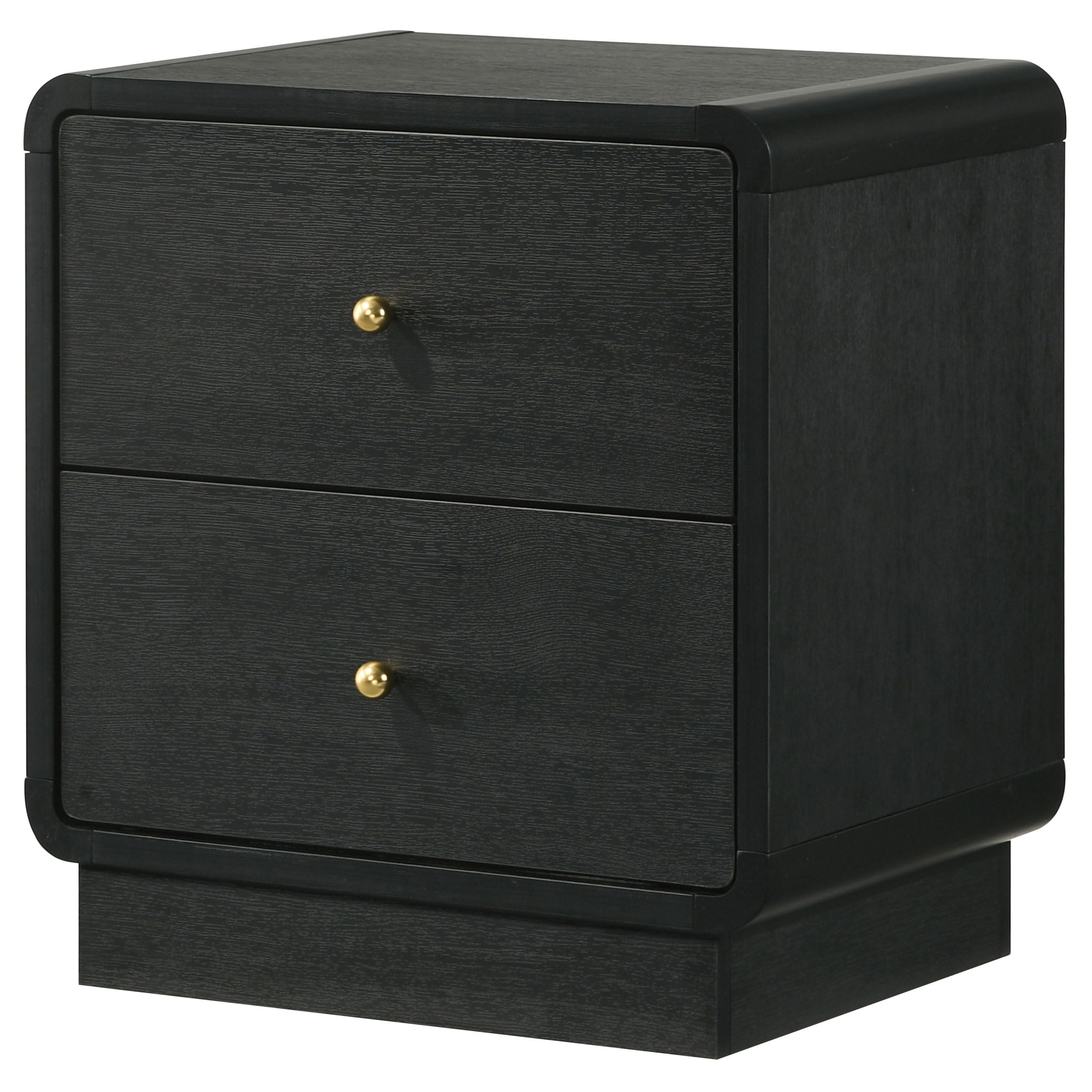 Coaster Home Furnishings Cavelle Transitional Wood 2-Drawer Bedroom Nightstand Bedside Table Organizer Unit Black 223662