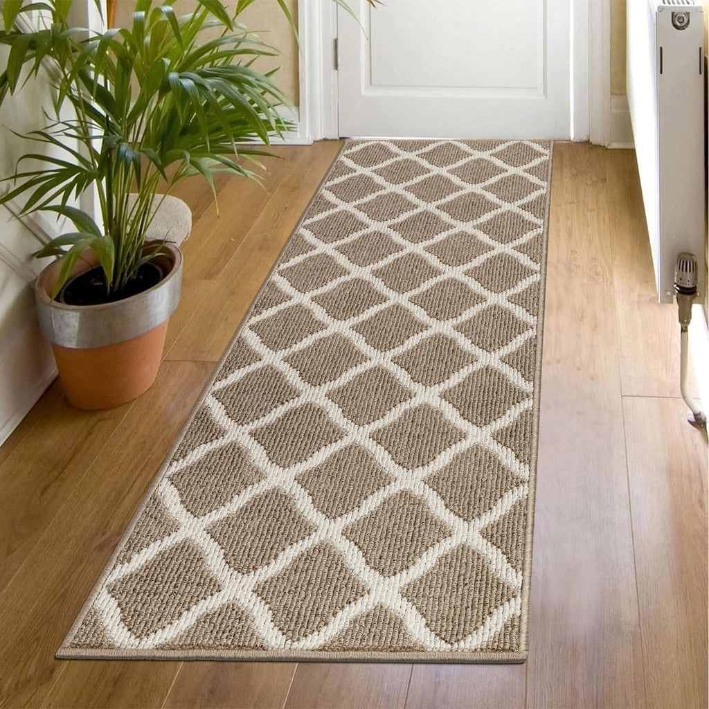 SHACOS Washable Runner Rugs 20''x59'' Entryway Runner Rug Kitchen Doorway Non Slip Rubber Backing Trellis Rug Runners Laundry Ro
