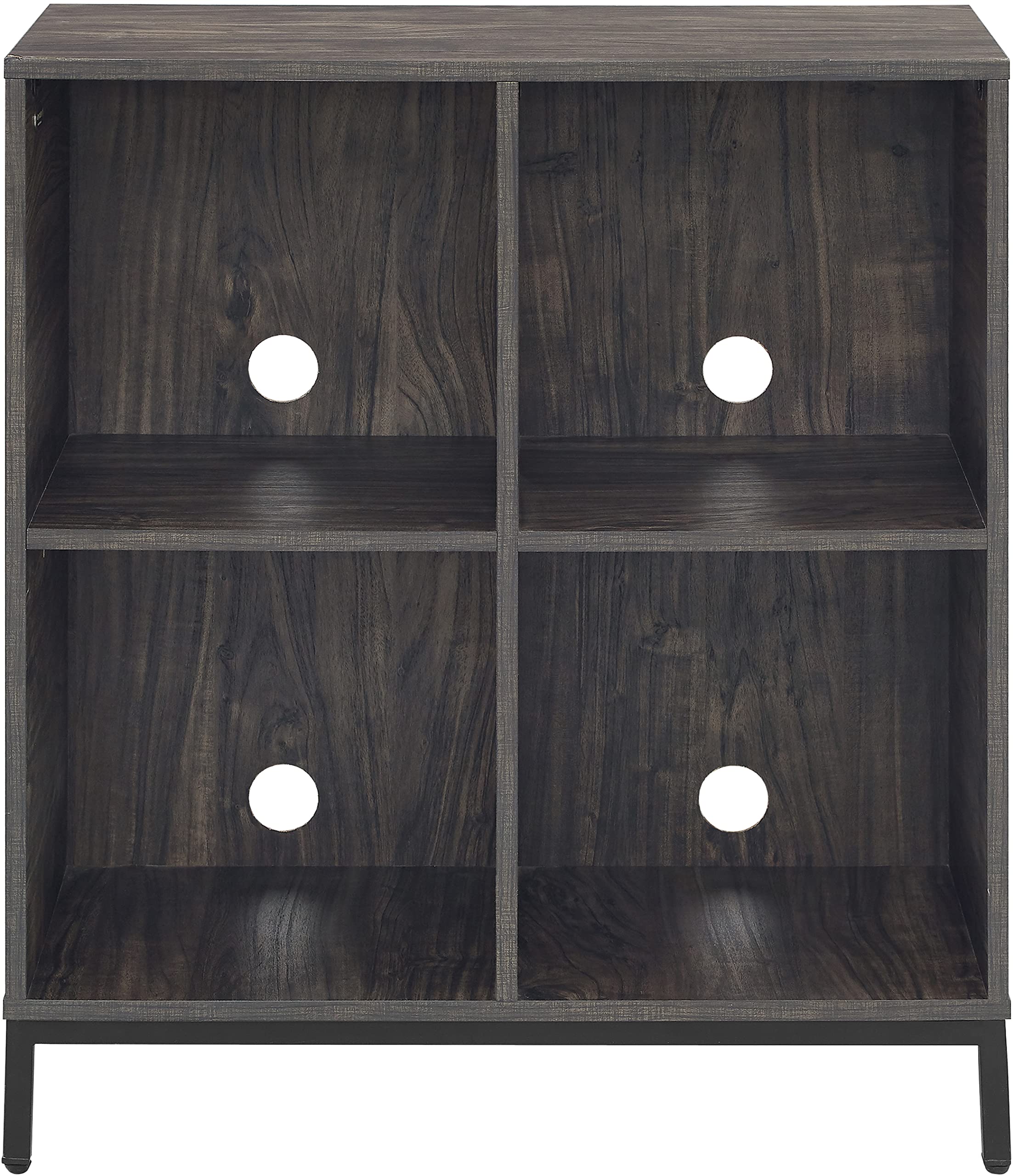 Crosley Furniture Jacobsen Storage Cube Bookcase and Record Player Stand with Vinyl Records Holder, Brown Ash