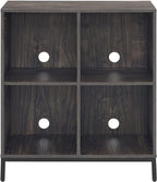 Crosley Furniture Jacobsen Storage Cube Bookcase and Record Player Stand with Vinyl Records Holder, Brown Ash