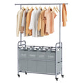 Tajsoon Laundry Sorter with Hanging Bar, 4 Section Rolling Laundry Hamper with Heavy Duty Lockable Wheels, Laundry Sorter Cart f