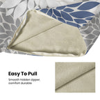Cxmeifly Navy Blue White Grey Pillow Covers 18X18 Inch Set Of 2 Dahlia Floral Decor Throw Pillows Summer Modern Geometry Flower