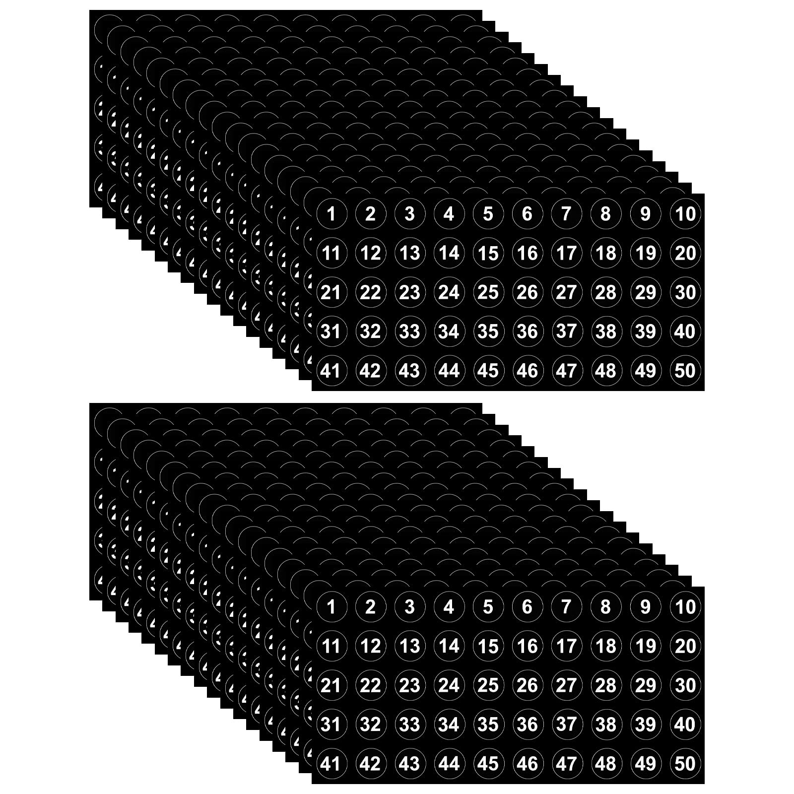 50 Sheets 1 To 50 Number Stickers Consecutive Black Vinyl Number Labels 0.4 Inch Self Adhesive Decal For Inventory, Storage, Box