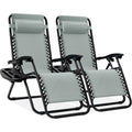 Best Choice Products Set Of 2 Adjustable Steel Mesh Zero Gravity Lounge Chair Recliners W/Pillows And Cup Holder Trays - Stardew
