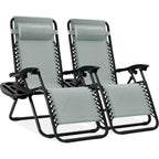 Best Choice Products Set Of 2 Adjustable Steel Mesh Zero Gravity Lounge Chair Recliners W/Pillows And Cup Holder Trays - Stardew