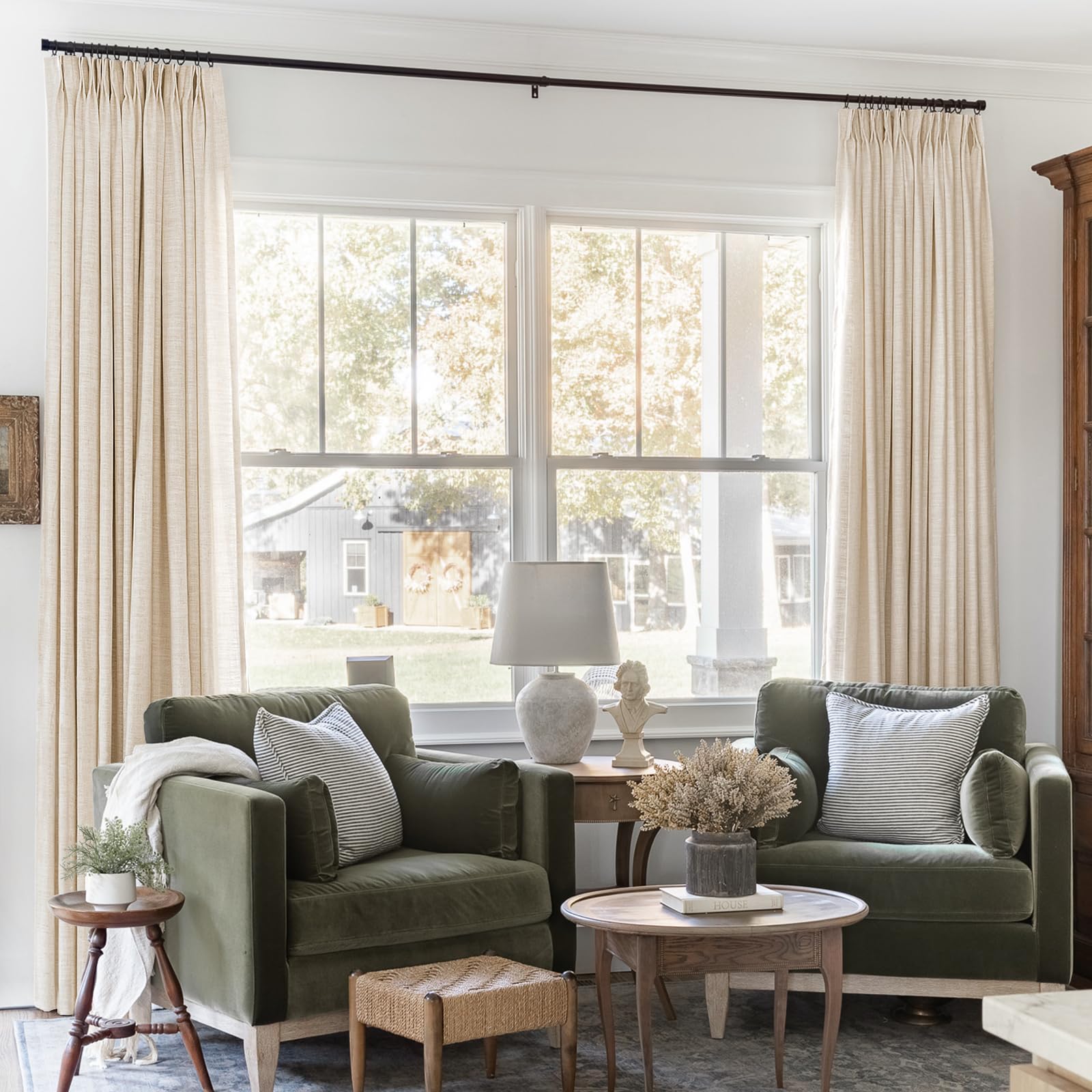 Twopages 72 W X 102 L Inch Pinch Pleat Darkening Drape Faux Linen Drapery Panel For Living Room Bedroom Meetingroom Club Theater