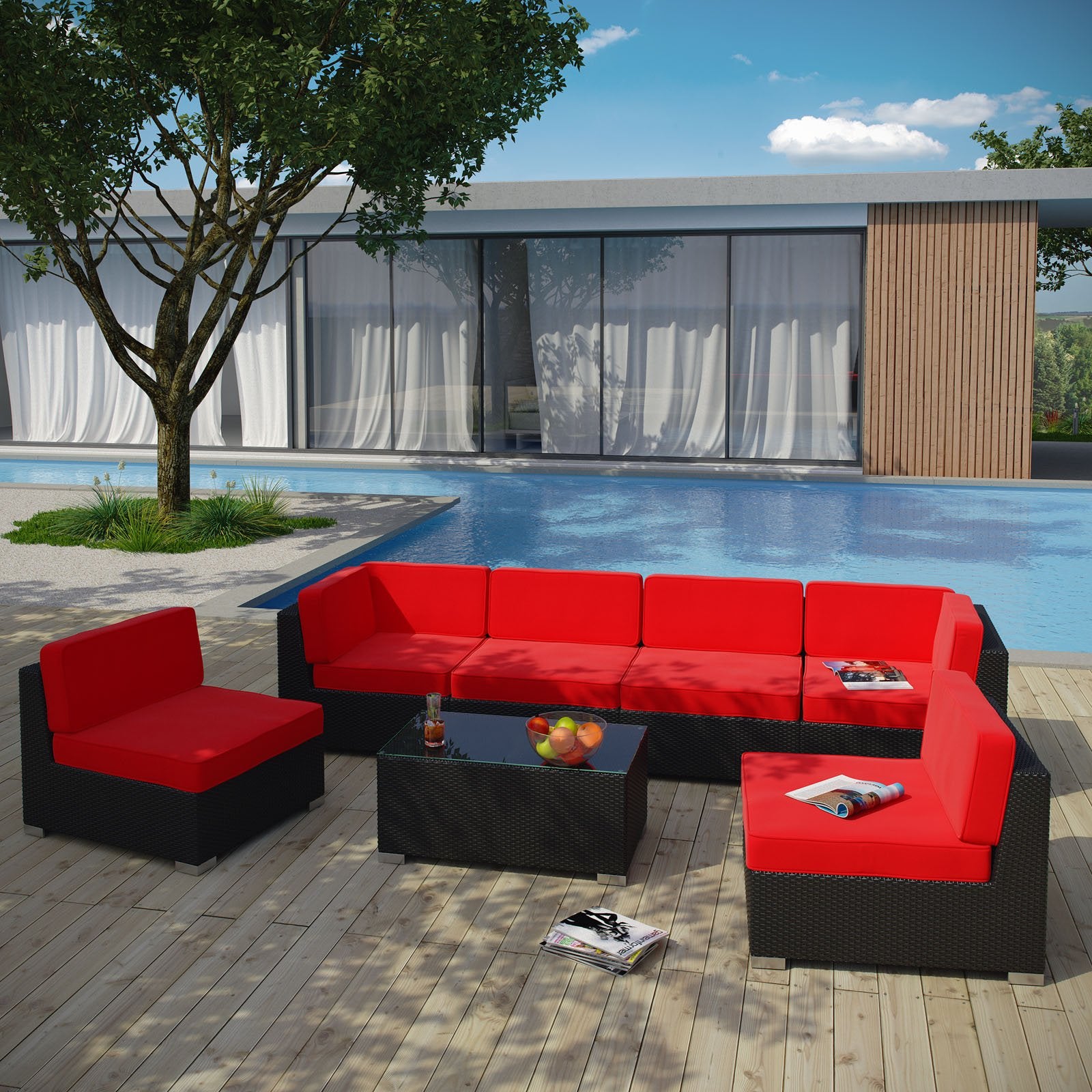 Lexmod Aero 7 Piece Outdoor Patio Sectional Set - Thumbnail 4