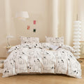 Ecocott Duvet Cover King Size, 3 Pcs Cartoon Cats Animal Print Pattern Duvet Cover Set, Super Soft Comforter Quilt Cover With Zi