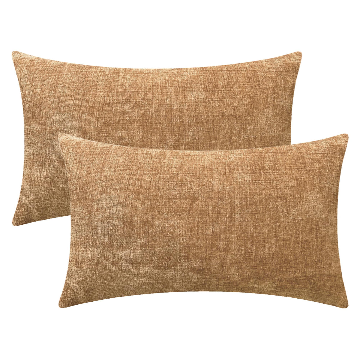 Calitime Pack Of 2 Cozy Throw Pillow Covers Cases For Couch Sofa Home Decoration Solid Dyed Soft Chenille 16 X 26 Inches Apricot