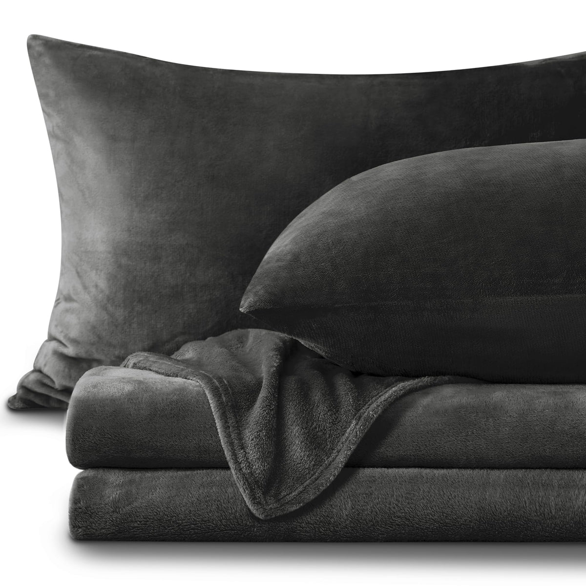 Bedelite Flannel Sheets Twin Size Dark Gray - Super Soft Fleece Sheets Set Fluffy Extra Plush, 3 Piece(Include Fitted Sheet, Fla