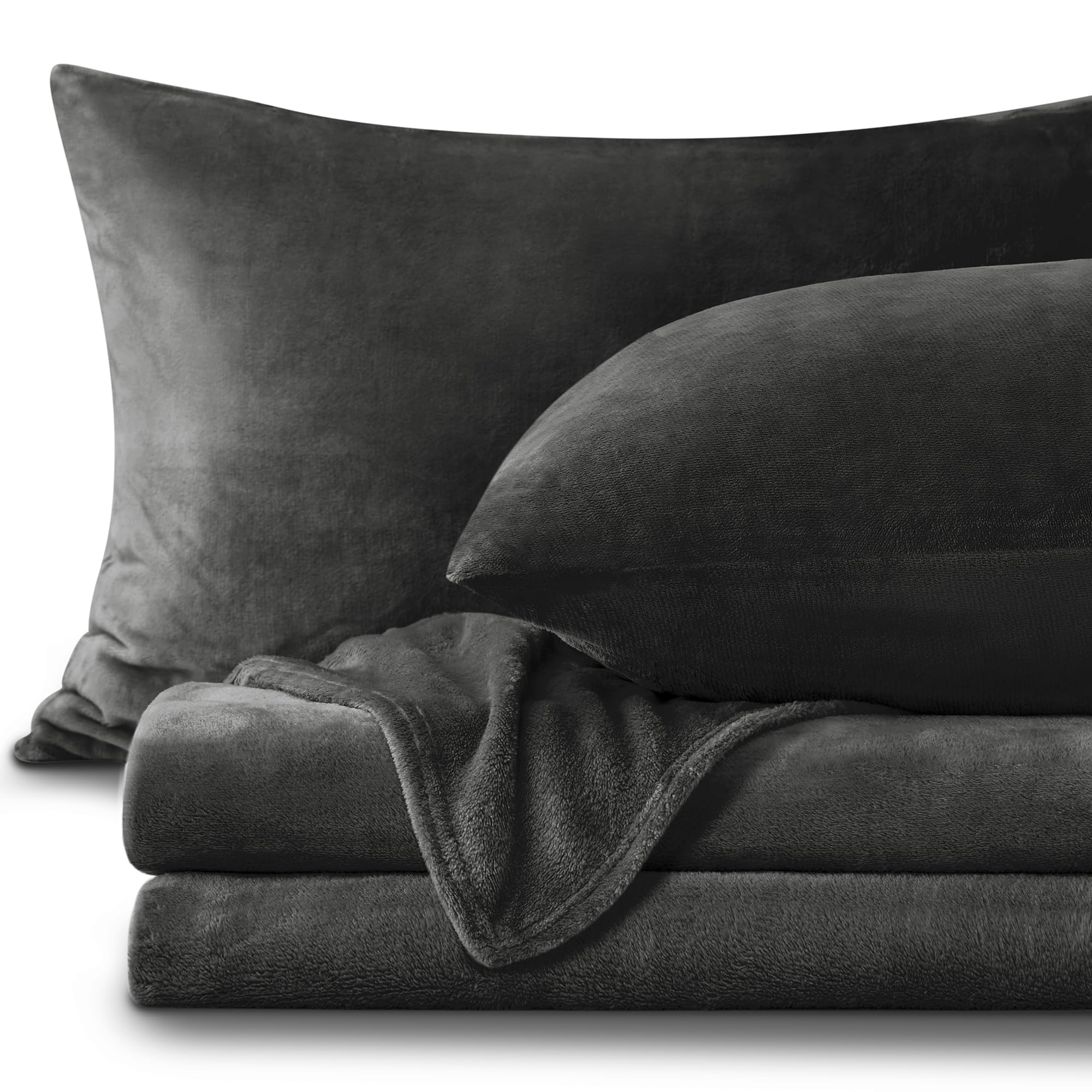 Bedelite Flannel Sheets Twin Size Dark Gray - Super Soft Fleece Sheets Set Fluffy Extra Plush, 3 Piece(Include Fitted Sheet, Fla