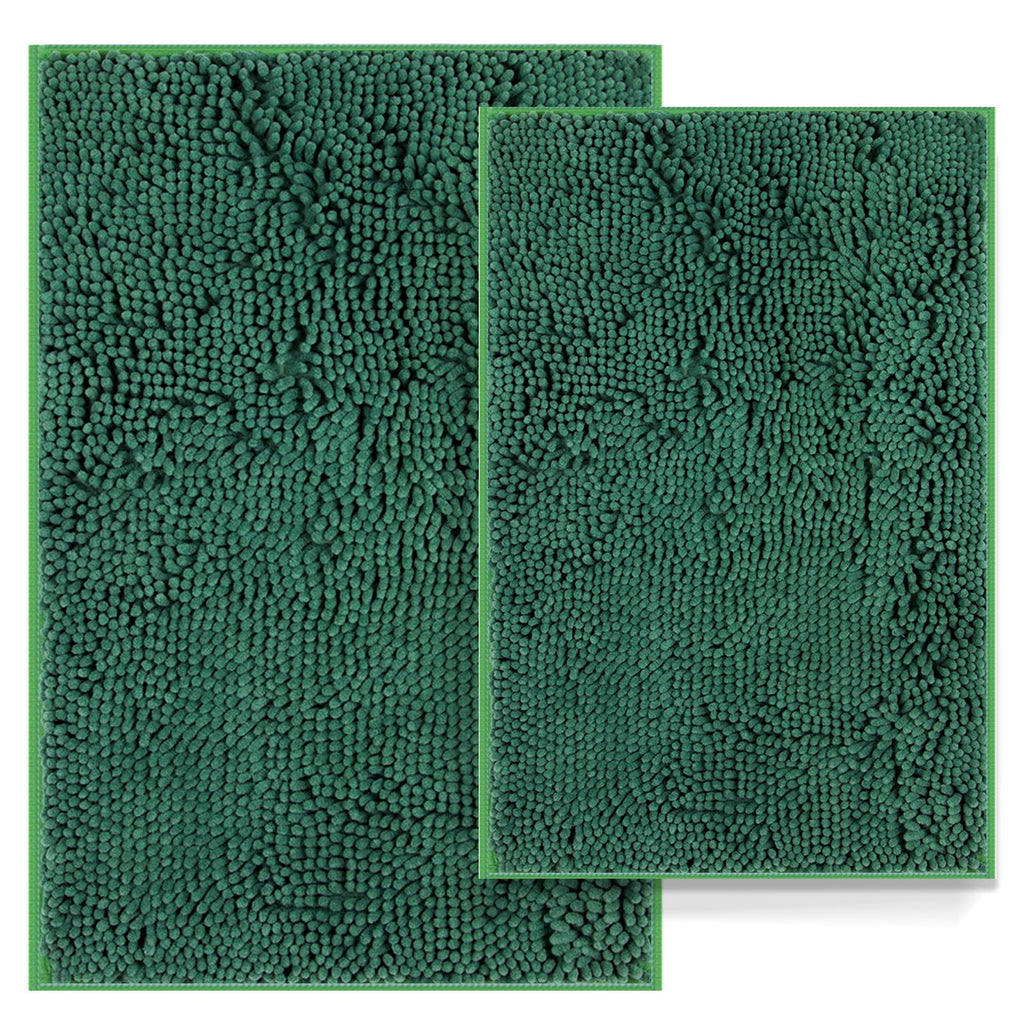 Luxury Bathroom Rug Mat 24x16+20x32, Extra Soft and Absorbent Chenille Bath Rugs, Plush Shaggy Bathroom Carpet, Non-Slip Bathtub