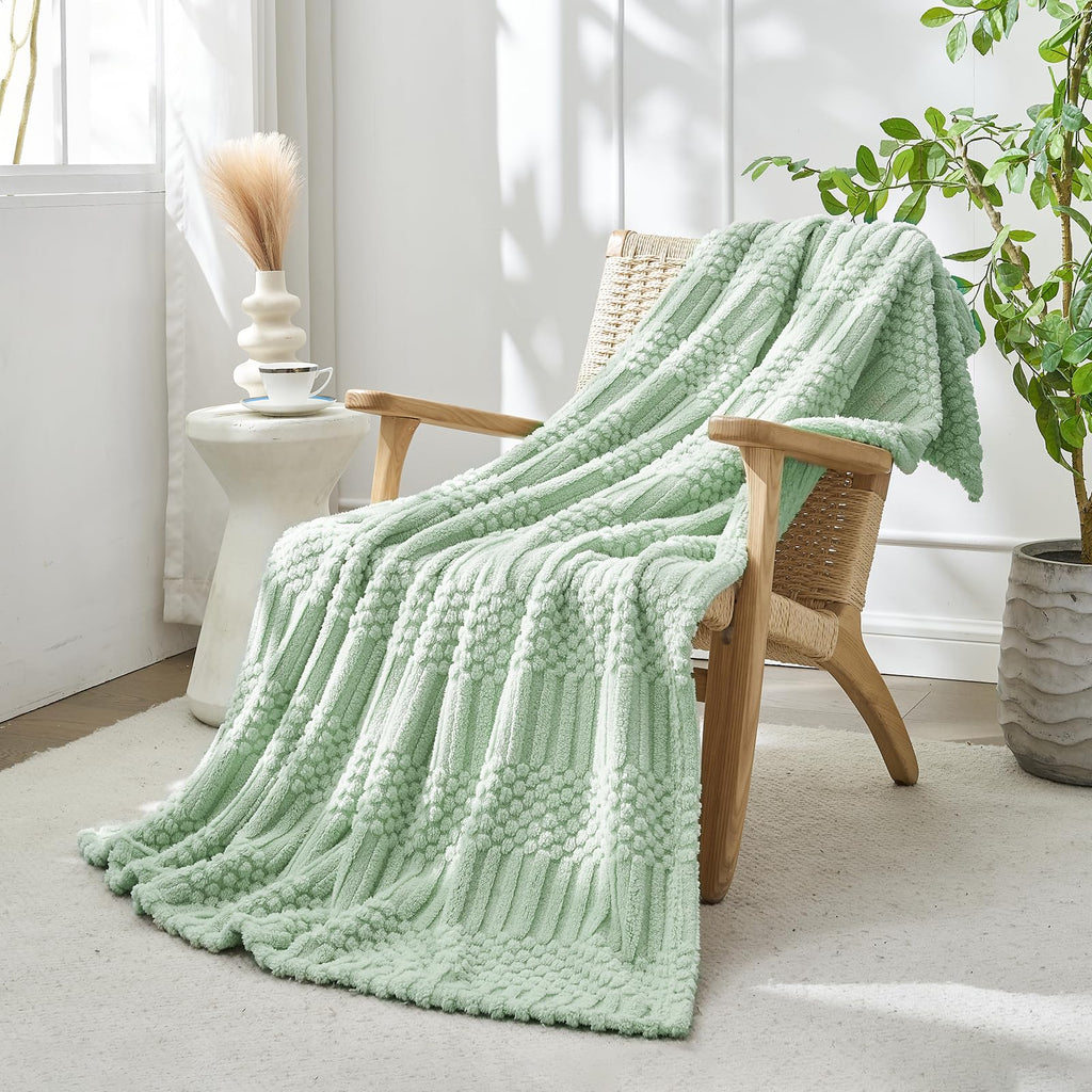 Lifein Green Throw Blanket For Couch - Soft Boho Bed Throw Blanket, Fleece Cozy Blanket, Cute Fluffy Lightweight Blankets&Throws